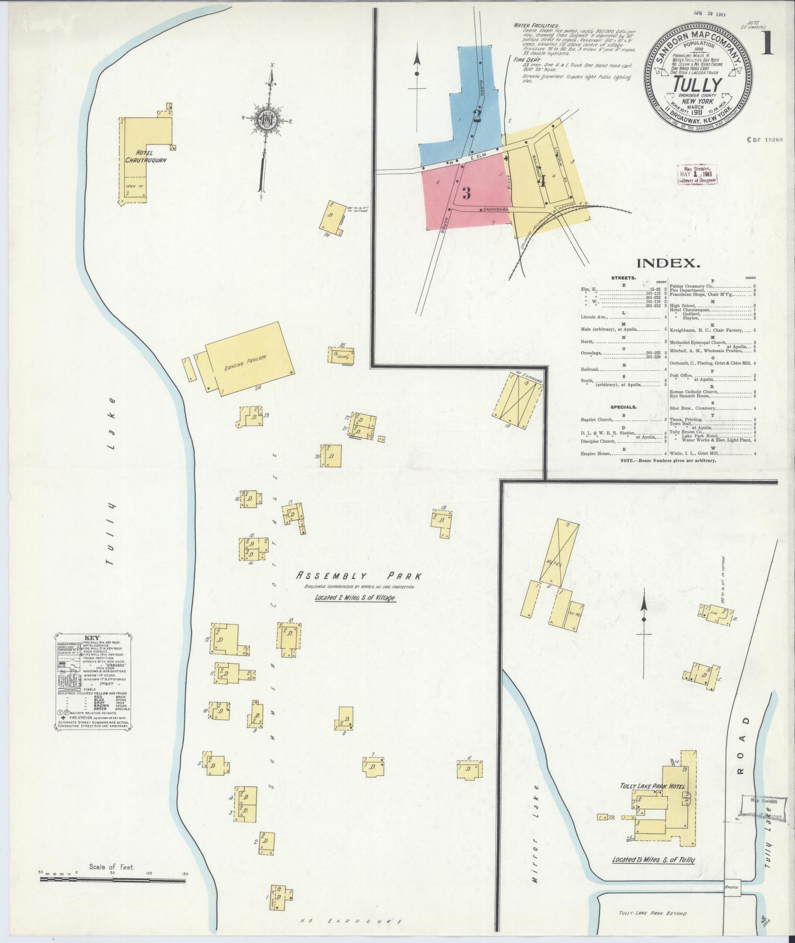 Sanborn Fire Insurance Map from Tully, Onondaga County, New York (1911), Sheet #0001 - Complete Map Set gallery image, historic Sanborn map, vintage wall art, New York New York