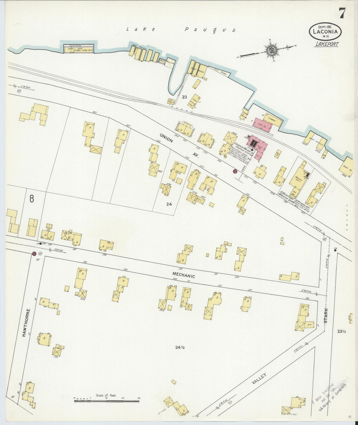 Sanborn Fire Insurance Map from Laconia, Belknap County, New Hampshire (1911), Sheet #0007 - Complete Map Set gallery image, historic Sanborn map, vintage wall art, New Hampshire New Hampshire