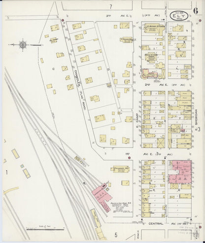 Sanborn Fire Insurance Map from Ely, Saint Louis County, Minnesota (1914), Sheet #0006 - Historic Sanborn Fire Insurance Map Print, vintage old map wall art, antique decor, genealogy gift, Minnesota Minnesota map