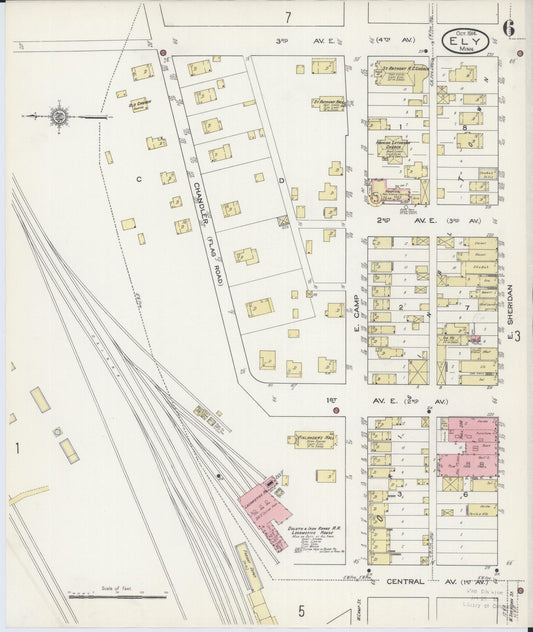 Sanborn Fire Insurance Map from Ely, Saint Louis County, Minnesota (1914), Sheet #0006 - Historic Sanborn Fire Insurance Map Print, vintage old map wall art, antique decor, genealogy gift, Minnesota Minnesota map