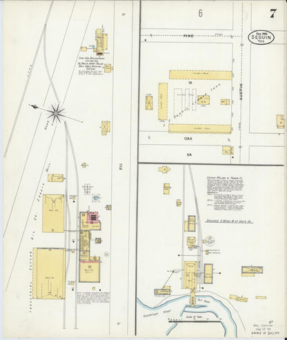 Sanborn Fire Insurance Map from Seguin, Guadalupe County, Texas (1906), Sheet #0007 - Historic Sanborn Fire Insurance Map Print, vintage old map wall art, antique decor, genealogy gift, Texas Texas map