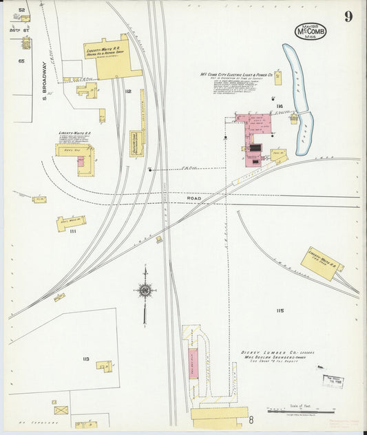 Sanborn Fire Insurance Map from McComb, Pike County, Mississippi (1918), Sheet #0009 - Historic Sanborn Fire Insurance Map Print, vintage old map wall art, antique decor, genealogy gift, Mississippi Mississippi map