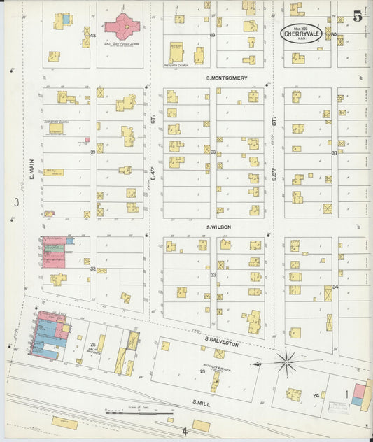 Sanborn Fire Insurance Map from Cherryvale, Montgomery County, Kansas (1902), Sheet #0005 - Historic Sanborn Fire Insurance Map Print, vintage old map wall art, antique decor, genealogy gift, Kansas Kansas map