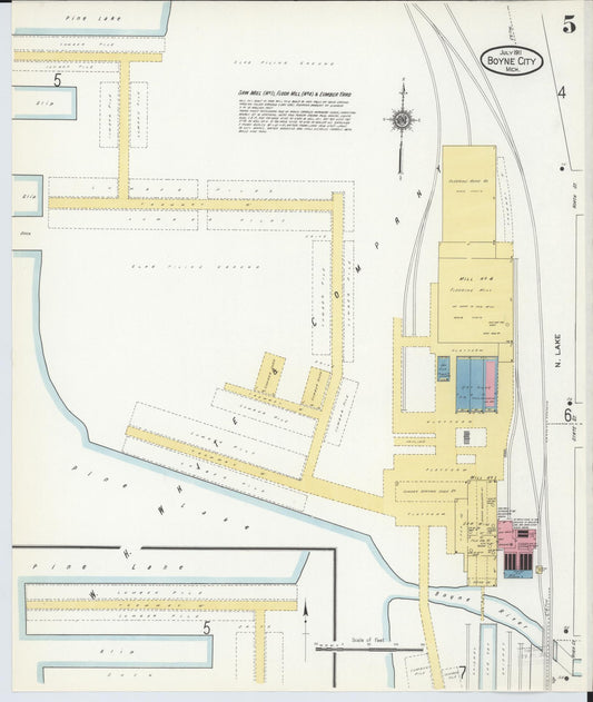 Sanborn Fire Insurance Map from Boyne City, Charlevoix County, Michigan (1911), Sheet #0005 - Historic Sanborn Fire Insurance Map Print, vintage old map wall art, antique decor, genealogy gift, Michigan Michigan map
