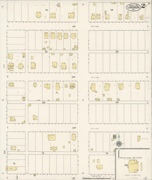 Sanborn Fire Insurance Map from Lordsburg, Los Angeles County, California (1910), Sheet #0002 - Historic Sanborn Fire Insurance Map Print, vintage old map wall art, antique decor, genealogy gift, California California map