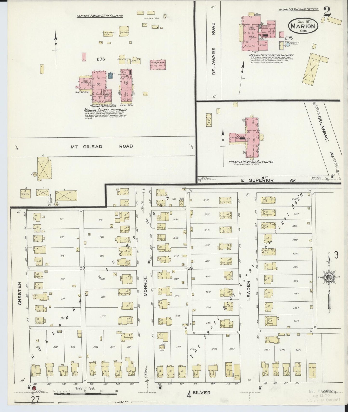 Sanborn Fire Insurance Map from Marion, Marion County, Ohio (1914), Sheet #0002 - Complete Map Set gallery image, historic Sanborn map, vintage wall art, Ohio Ohio