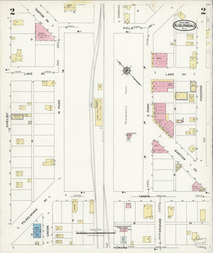 Sanborn Fire Insurance Map from Auburndale, Polk County, Florida (1924), Sheet #0002 - Complete Map Set gallery image, historic Sanborn map, vintage wall art, Florida Florida