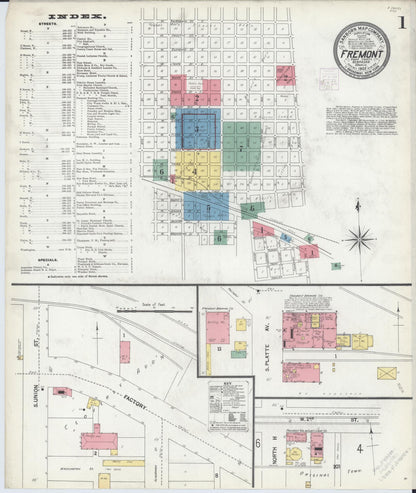 Sanborn Fire Insurance Map from Fremont, Dodge County, Nebraska (1903), Sheet #0001 - Complete Map Set gallery image, historic Sanborn map, vintage wall art, Nebraska Nebraska
