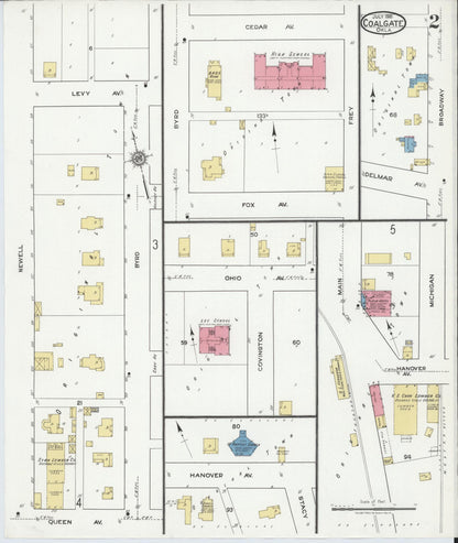Sanborn Fire Insurance Map from Coalgate, Coal County, Oklahoma (1918), Sheet #0002 - Complete Map Set gallery image, historic Sanborn map, vintage wall art, Oklahoma Oklahoma