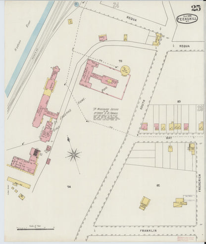 Sanborn Fire Insurance Map from Peekskill, Westchester County, New York (1895), Sheet #0025 - Complete Map Set gallery image, historic Sanborn map, vintage wall art, New York New York