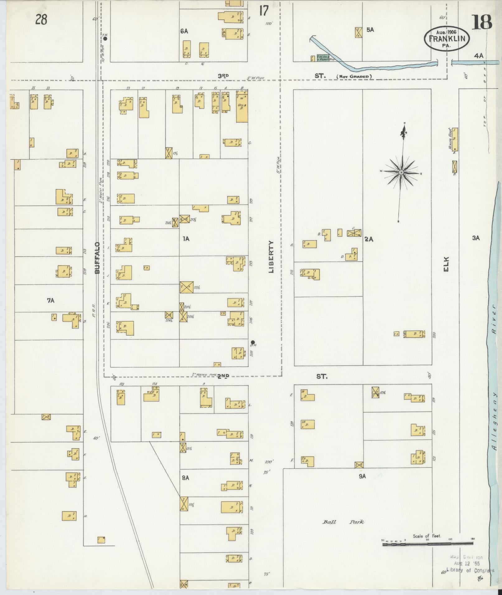 Sanborn Fire Insurance Map from Franklin, Venango County, Pennsylvania (1906), Sheet #0018 - Historic Sanborn Fire Insurance Map Print, vintage old map wall art, antique decor, genealogy gift, Pennsylvania Pennsylvania map