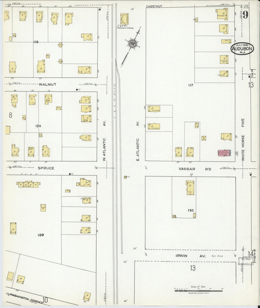 Sanborn Fire Insurance Map from Audubon, Camden County, New Jersey (1920), Sheet #0009 - Historic Sanborn Fire Insurance Map Print, vintage old map wall art, antique decor, genealogy gift, New Jersey New Jersey map