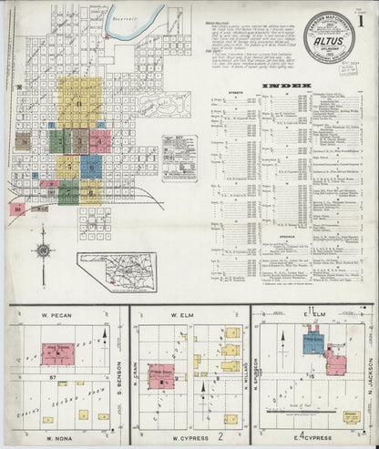 Sanborn Fire Insurance Map from Altus, Jackson County, Oklahoma (1920), Sheet #0001 - Complete Map Set gallery image, historic Sanborn map, vintage wall art, Oklahoma Oklahoma