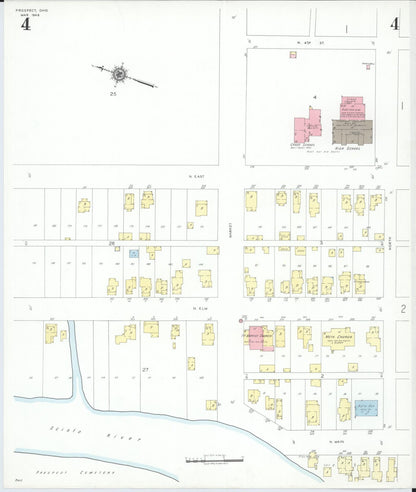 Sanborn Fire Insurance Map from Prospect, Marion County, Ohio (1946), Sheet #0004 - Historic Sanborn Fire Insurance Map Print, vintage old map wall art, antique decor, genealogy gift, Ohio Ohio map
