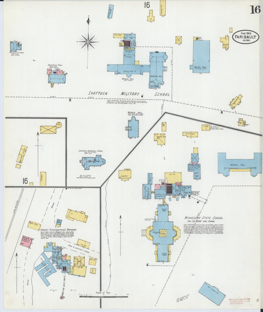 Sanborn Fire Insurance Map from Faribault, Rice County, Minnesota (1905), Sheet #0016 - Historic Sanborn Fire Insurance Map Print, vintage old map wall art, antique decor, genealogy gift, Minnesota Minnesota map