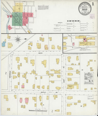 Sanborn Fire Insurance Map from Avoca, Steuben County, New York (1905), Sheet #0001 - Historic Sanborn Fire Insurance Map Print, vintage old map wall art, antique decor, genealogy gift, New York New York map