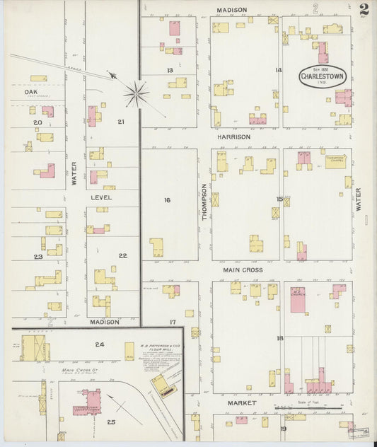 Sanborn Fire Insurance Map from Charlestown, Clark County, Indiana (1892), Sheet #0002 - Historic Sanborn Fire Insurance Map Print, vintage old map wall art, antique decor, genealogy gift, Indiana Indiana map