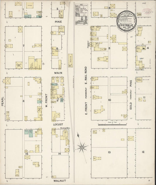 Sanborn Fire Insurance Map from Centralia, Lewis County, Washington (1888), Sheet #0001 - Historic Sanborn Fire Insurance Map Print, vintage old map wall art, antique decor, genealogy gift, Washington Washington map