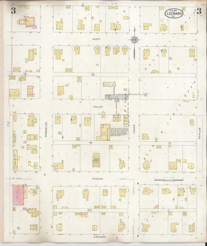 Sanborn Fire Insurance Map from Leonard, Fannin County, Texas (1945), Sheet #0003 - Complete Map Set gallery image, historic Sanborn map, vintage wall art, Texas Texas