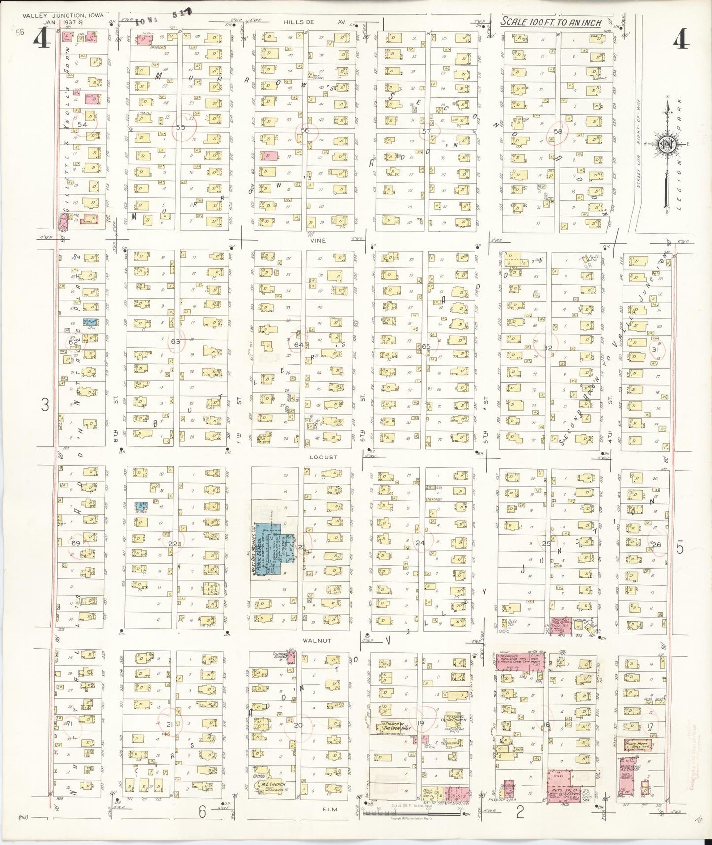 Sanborn Fire Insurance Map from Valley Junction, Polk County, Iowa (1941), Sheet #0004 - Historic Sanborn Fire Insurance Map Print, vintage old map wall art