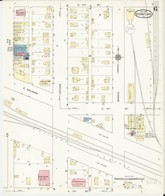 Sanborn Fire Insurance Map from Storm Lake, Buena Vista County, Iowa (1914), Sheet #0006 - Historic Sanborn Fire Insurance Map Print, vintage old map wall art