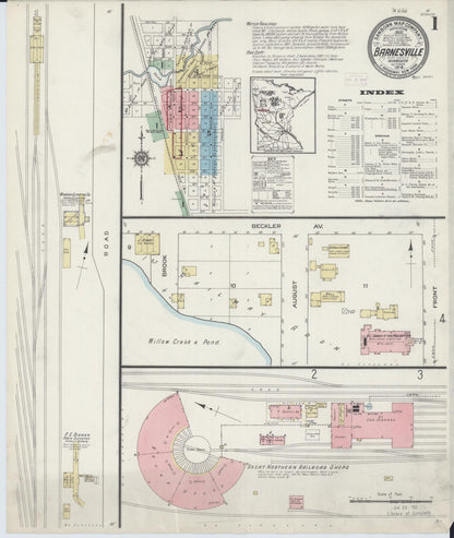 Sanborn Fire Insurance Map from Barnesville, Clay County, Minnesota (1914), Sheet #0001 - Complete Map Set gallery image, historic Sanborn map, vintage wall art, Minnesota Minnesota