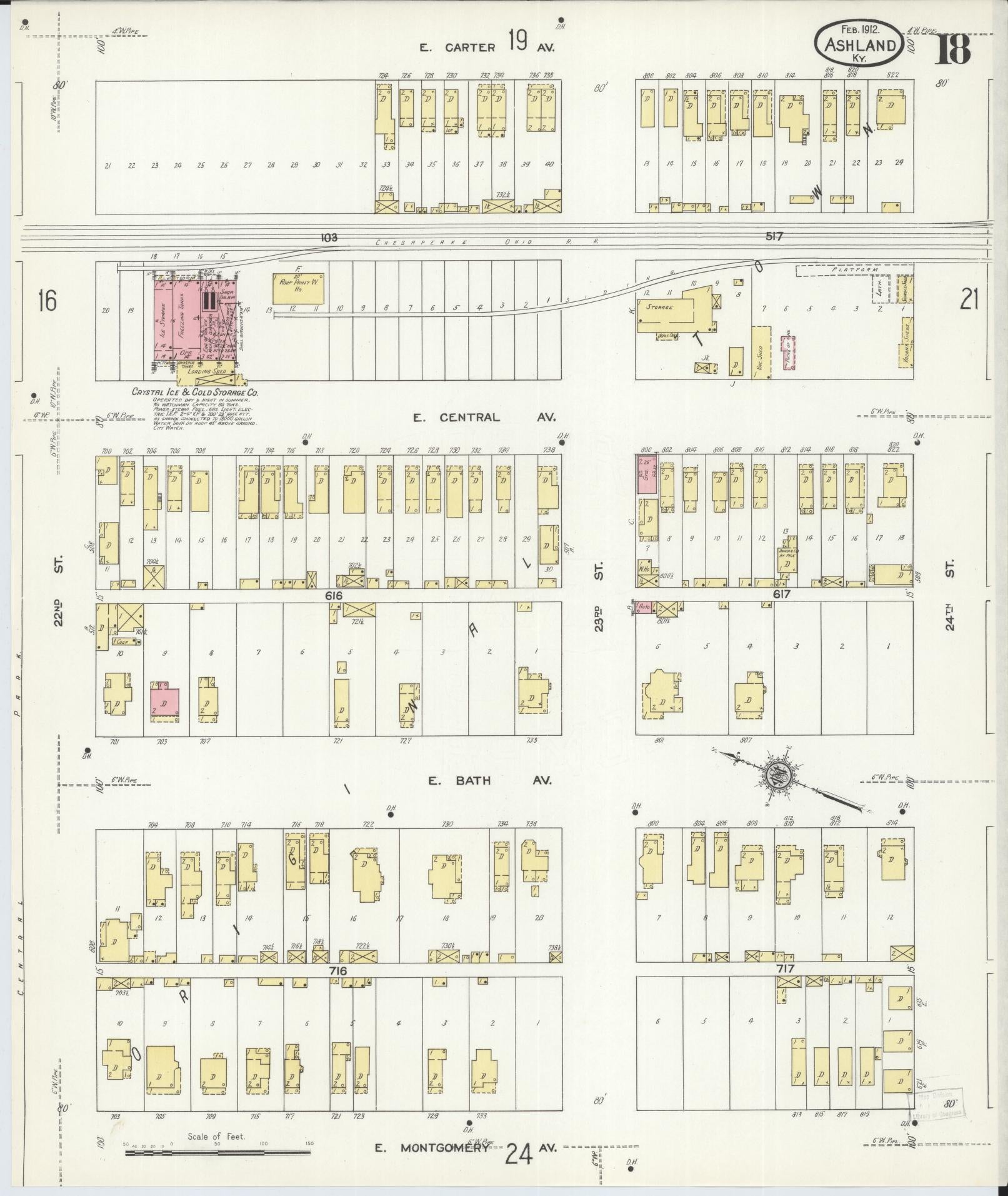 Sanborn Fire Insurance Map from Ashland, Boyd County, Kentucky (1912), Sheet #0018 - Complete Map Set gallery image, historic Sanborn map, vintage wall art, Kentucky Kentucky