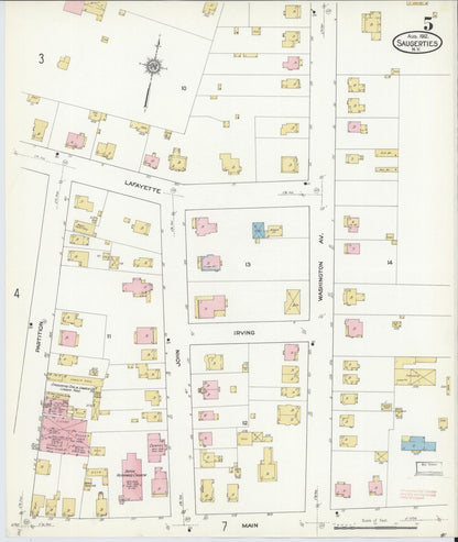 Sanborn Fire Insurance Map from Saugerties, Ulster County, New York (1912), Sheet #0005 - Complete Map Set gallery image, historic Sanborn map, vintage wall art, New York New York