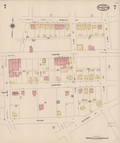 Sanborn Fire Insurance Map from Princeton, Mercer County, West Virginia (1923), Sheet #0007 - Complete Map Set gallery image, historic Sanborn map, vintage wall art, West Virginia West Virginia