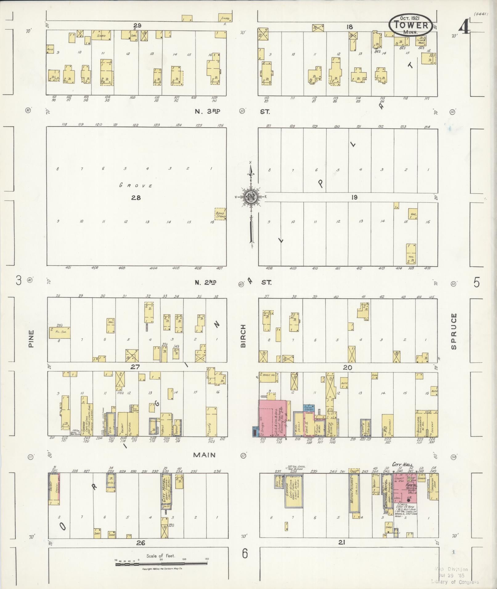 Sanborn Fire Insurance Map from Tower, Saint Louis County, Minnesota (1921), Sheet #0004 - Complete Map Set gallery image, historic Sanborn map, vintage wall art, Minnesota Minnesota
