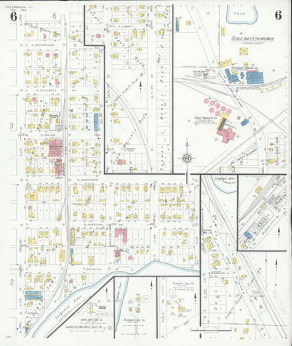 Sanborn Fire Insurance Map from Petersburg, Menard County, Illinois (1933), Sheet #0006 - Complete Map Set gallery image, historic Sanborn map, vintage wall art, Illinois Illinois