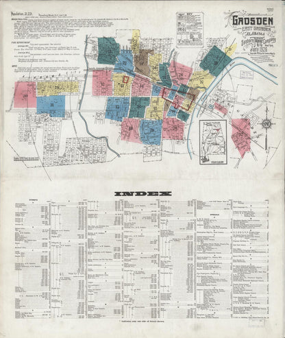 Sanborn Fire Insurance Map from Gadsden, Etowah County, Alabama (1926), Sheet #0001 - Complete Map Set gallery image, historic Sanborn map, vintage wall art, Alabama Alabama