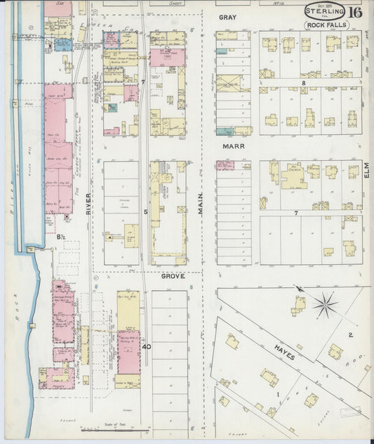 Sanborn Fire Insurance Map from Sterling, Whiteside County, Illinois (1891), Sheet #0016 - Historic Sanborn Fire Insurance Map Print, vintage old map wall art, antique decor, genealogy gift, Illinois Illinois map