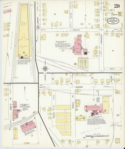 Sanborn Fire Insurance Map from Jackson, Madison County, Tennessee (1912), Sheet #0029 - Complete Map Set gallery image, historic Sanborn map, vintage wall art, Tennessee Tennessee