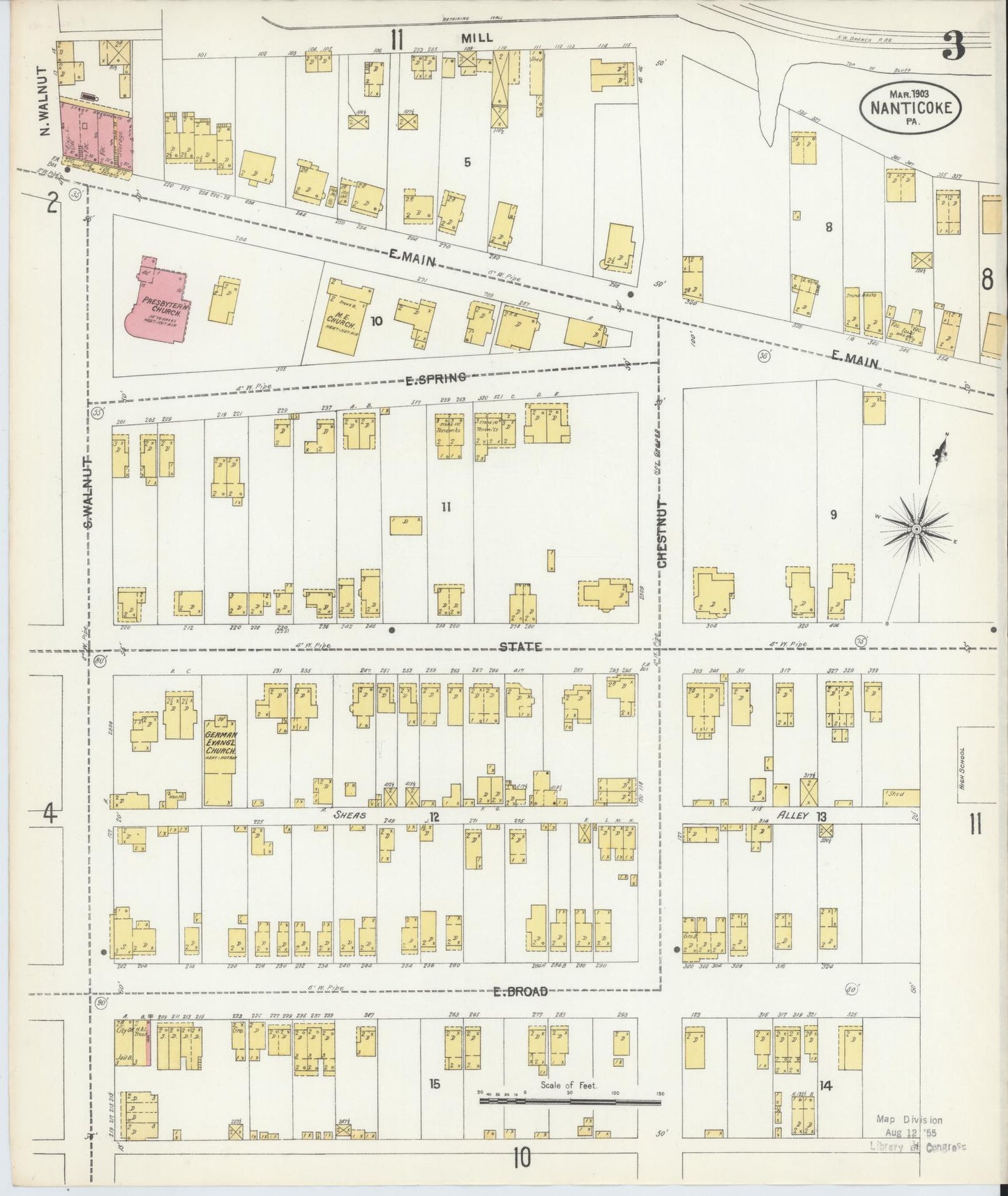 Sanborn Fire Insurance Map from Nanticoke, Luzerne County, Pennsylvania (1903), Sheet #0003 - Complete Map Set gallery image, historic Sanborn map, vintage wall art, Pennsylvania Pennsylvania