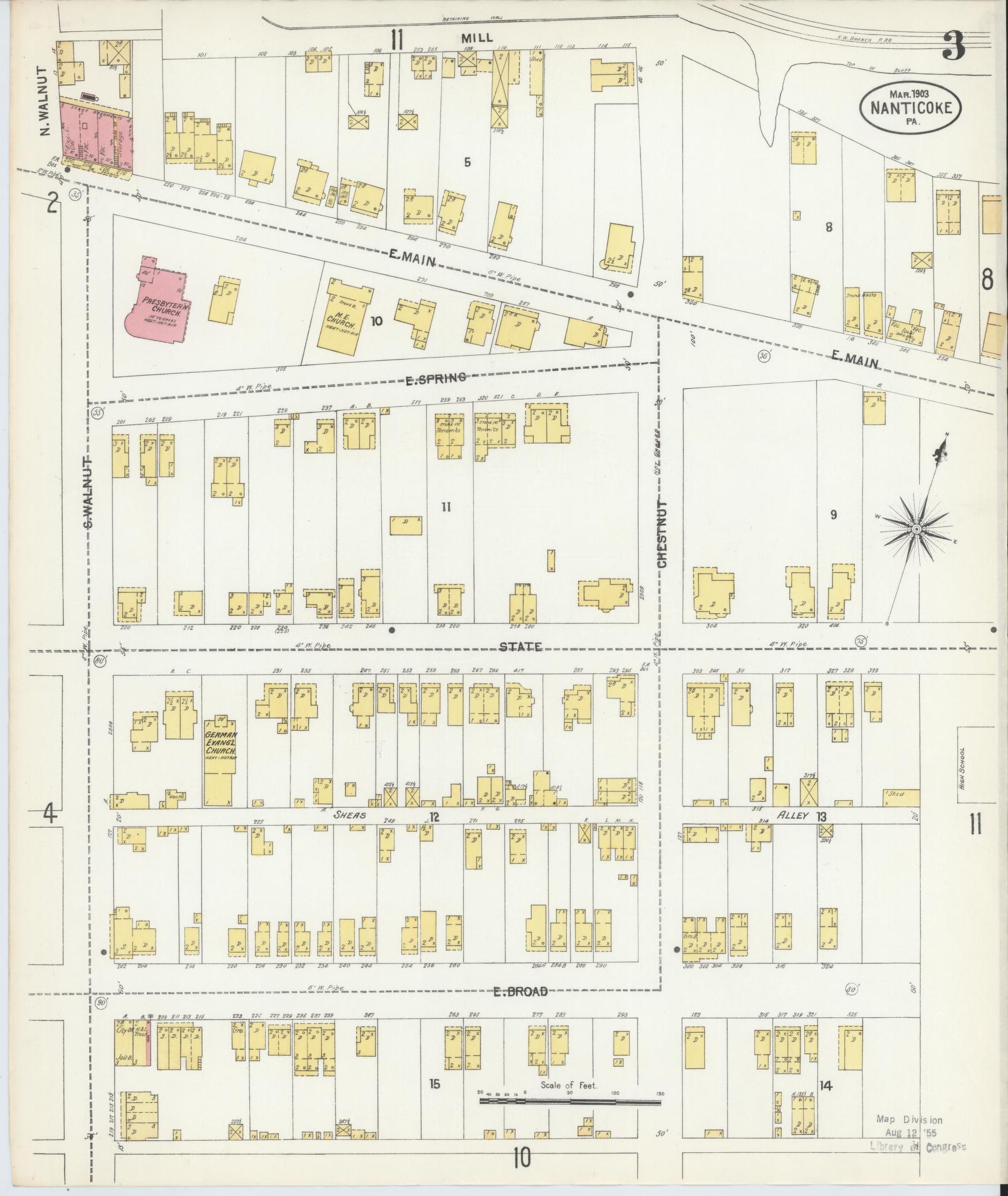 Sanborn Fire Insurance Map from Nanticoke, Luzerne County, Pennsylvania (1903), Sheet #0003 - Complete Map Set gallery image, historic Sanborn map, vintage wall art, Pennsylvania Pennsylvania