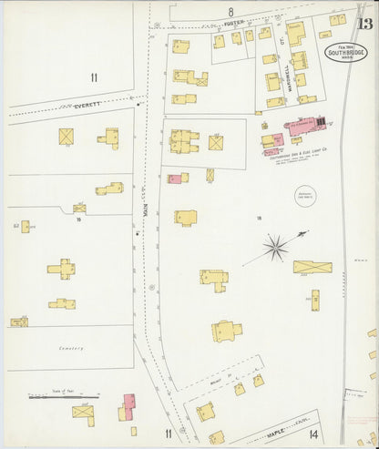Sanborn Fire Insurance Map from Southbridge, Worcester County, Massachusetts (1904), Sheet #0013 - Complete Map Set gallery image, historic Sanborn map, vintage wall art, Massachusetts Massachusetts