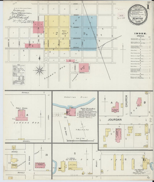 Sanborn Fire Insurance Map from Newton, Jasper County, Illinois (1894), Sheet #0001 - Historic Sanborn Fire Insurance Map Print, vintage old map wall art, antique decor, genealogy gift, Illinois Illinois map
