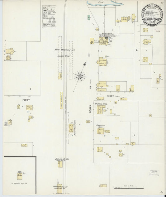 Sanborn Fire Insurance Map from Illinois Station, Sequoyah County, Oklahoma (1896), Sheet #0001 - Historic Sanborn Fire Insurance Map Print, vintage old map wall art, antique decor, genealogy gift, Oklahoma Oklahoma map
