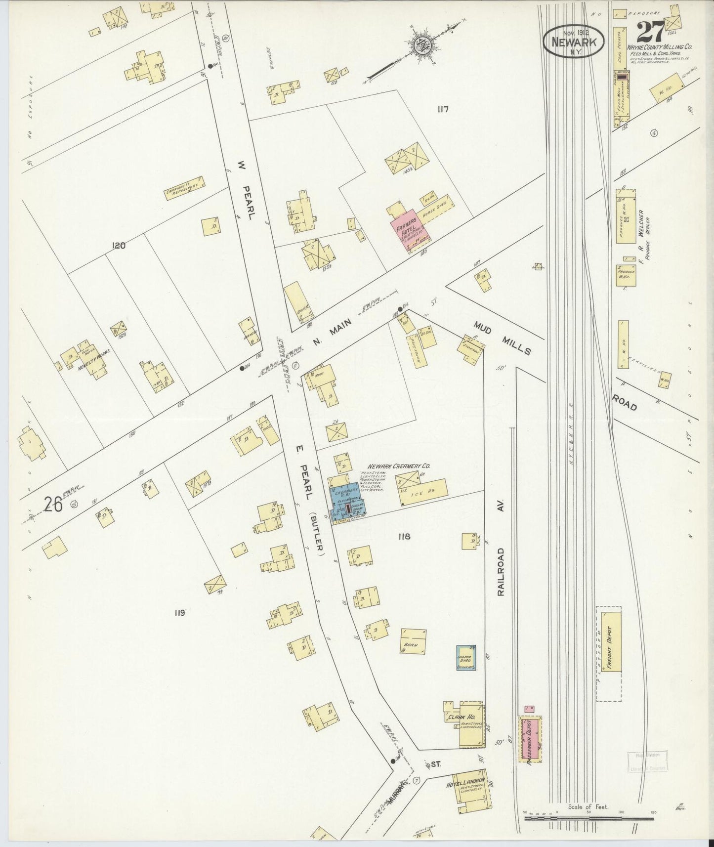 Sanborn Fire Insurance Map from Newark, Wayne County, New York (1912), Sheet #0027 - Complete Map Set gallery image, historic Sanborn map, vintage wall art, New York New York