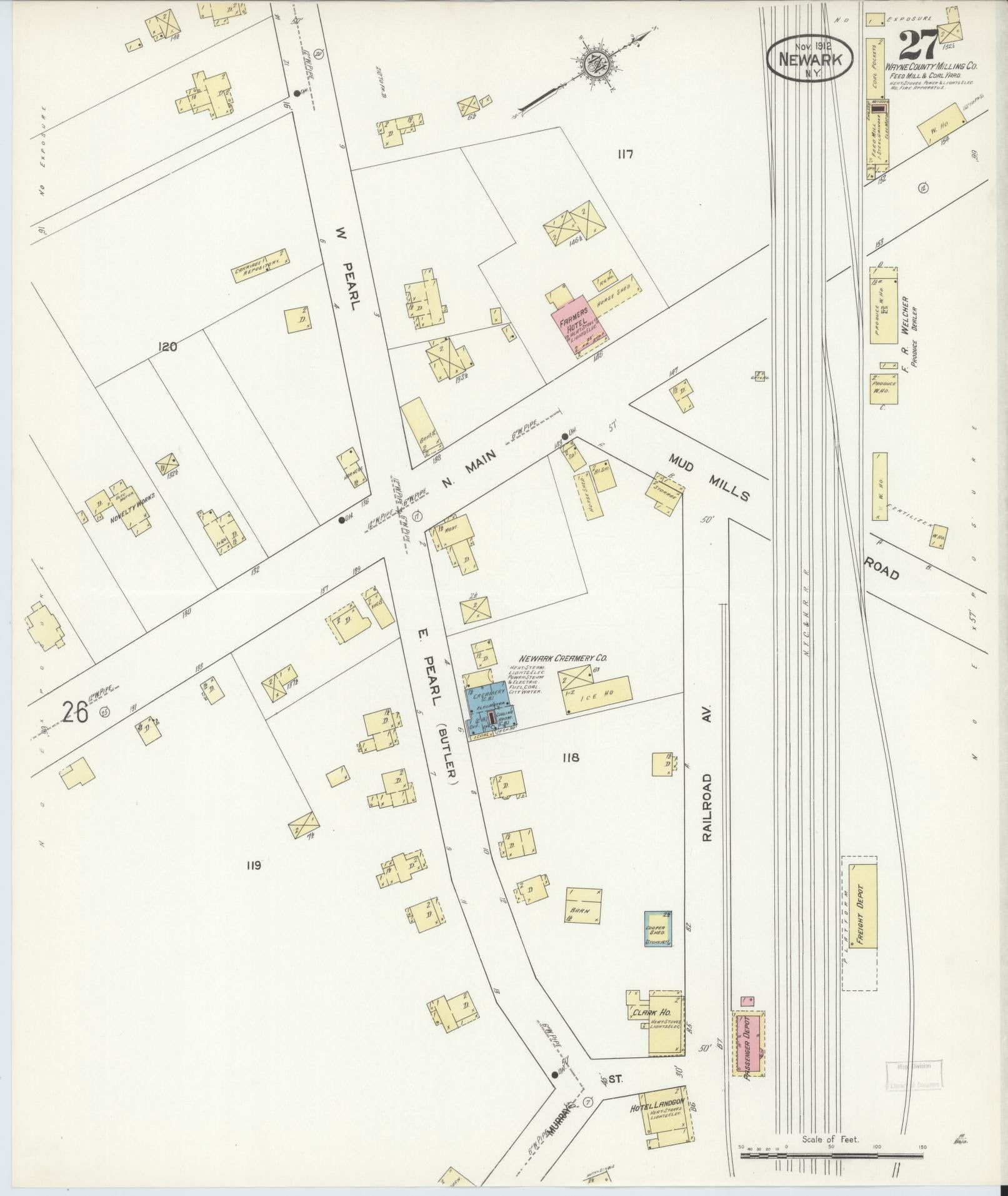 Sanborn Fire Insurance Map from Newark, Wayne County, New York (1912), Sheet #0027 - Complete Map Set gallery image, historic Sanborn map, vintage wall art, New York New York