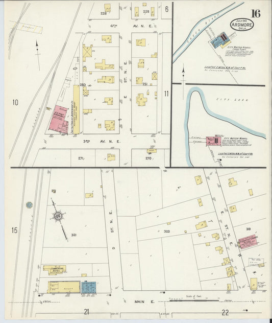 Sanborn Fire Insurance Map from Ardmore, Carter County, Oklahoma (1913), Sheet #0016 - Historic Sanborn Fire Insurance Map Print, vintage old map wall art, antique decor, genealogy gift, Oklahoma Oklahoma map