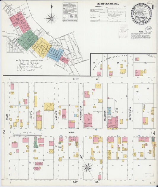 Sanborn Fire Insurance Map from Columbia, Monroe County, Illinois (1899), Sheet #0001 - Historic Sanborn Fire Insurance Map Print, vintage old map wall art, antique decor, genealogy gift, Illinois Illinois map