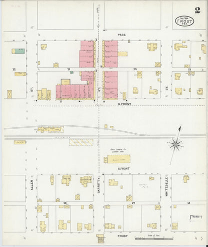 Sanborn Fire Insurance Map from Frost, Navarro County, Texas (1904), Sheet #0002 - Complete Map Set gallery image, historic Sanborn map, vintage wall art, Texas Texas