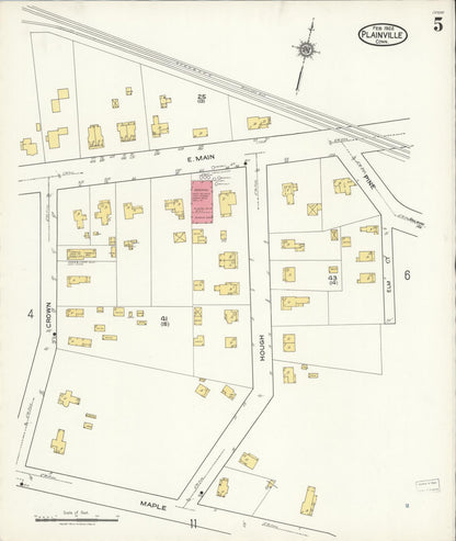 Sanborn Fire Insurance Map from Plainville, Hartford County, Connecticut (1922), Sheet #0005 - Complete Map Set gallery image, historic Sanborn map, vintage wall art, Connecticut Connecticut