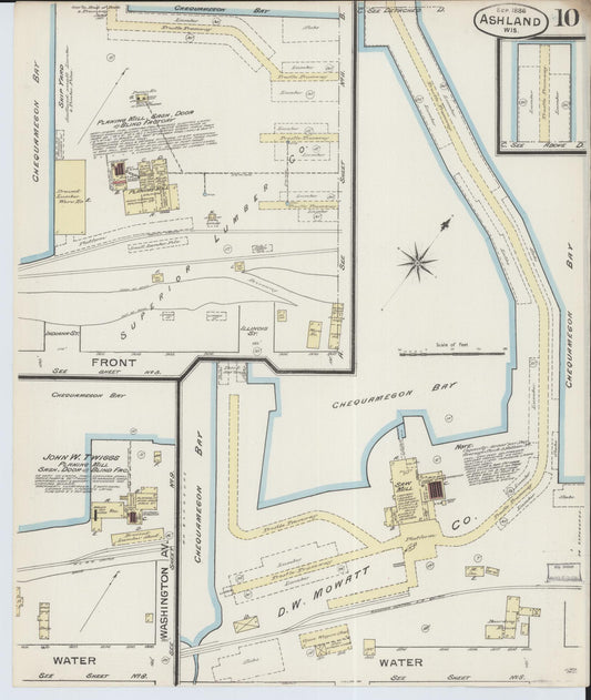 Sanborn Fire Insurance Map from Ashland, Ashland County, Wisconsin (1886), Sheet #0010 - Historic Sanborn Fire Insurance Map Print, vintage old map wall art, antique decor, genealogy gift, Wisconsin Wisconsin map
