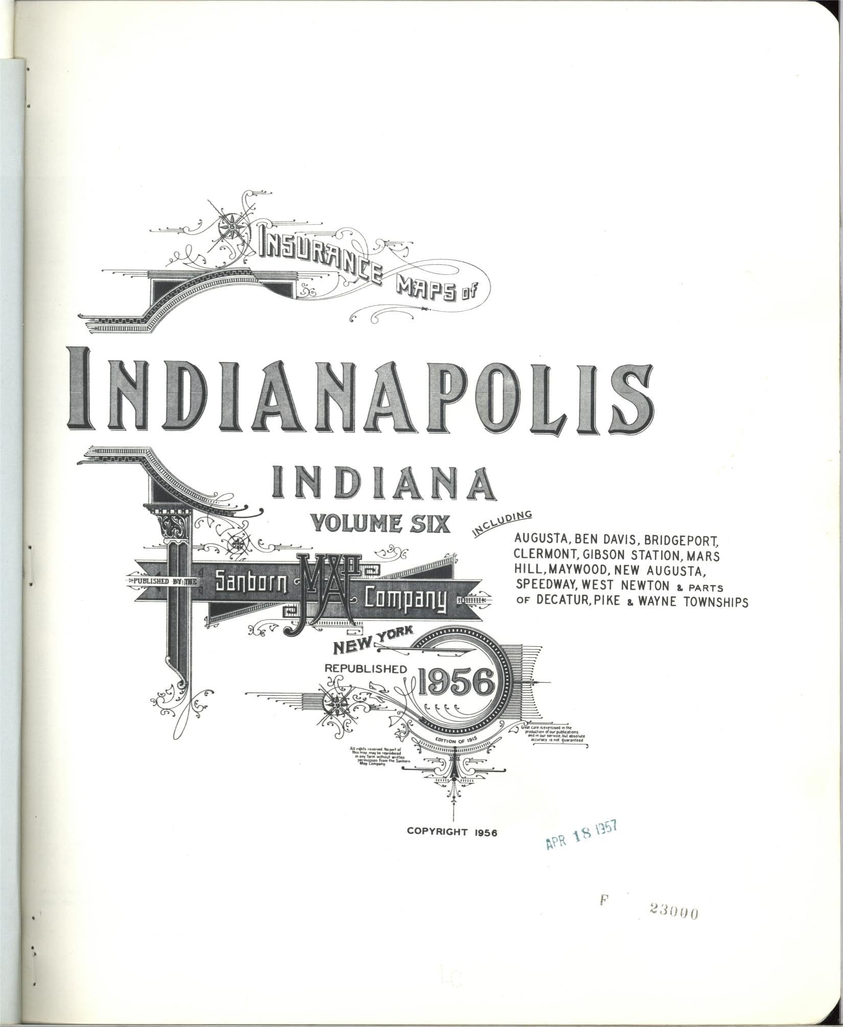 Sanborn Fire Insurance Map from Indianapolis, Marion County, Indiana (1956), Sheet #0001 - Complete Map Set gallery image, historic Sanborn map, vintage wall art, Indiana Indiana