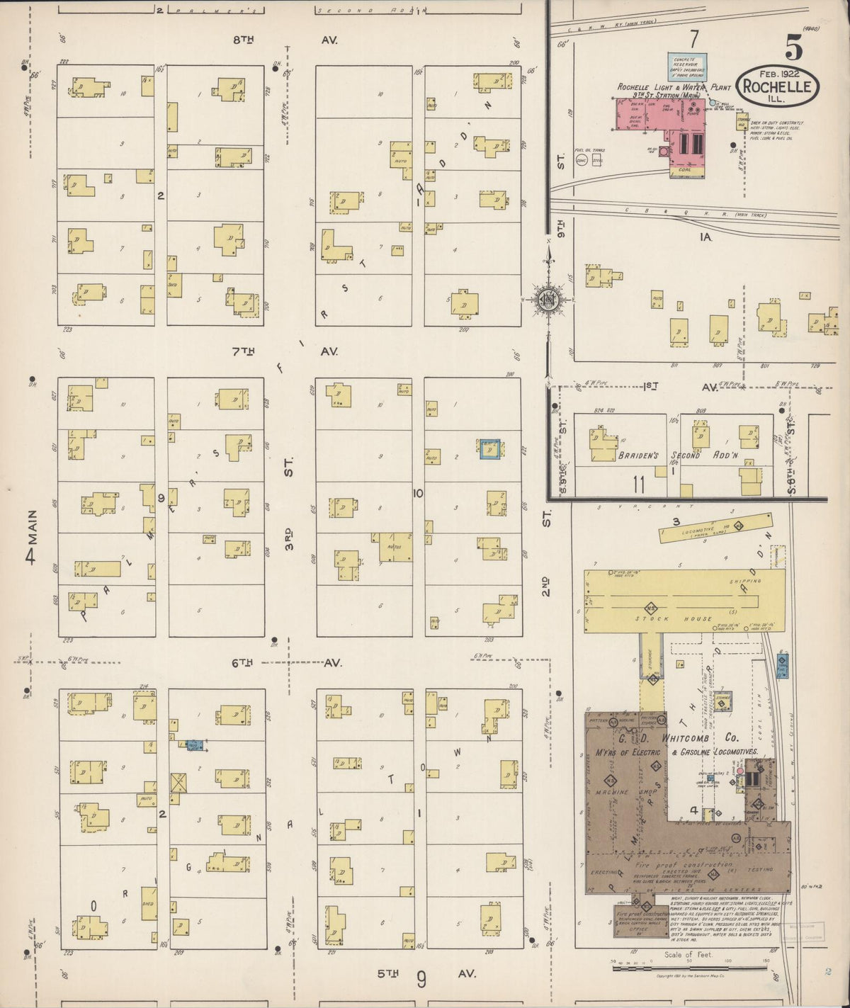 Sanborn Fire Insurance Map from Rochelle, Ogle County, Illinois (1922), Sheet #0005 - Complete Map Set gallery image, historic Sanborn map, vintage wall art, Illinois Illinois