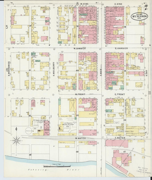 Sanborn Fire Insurance Map from Mount Vernon, Knox County, Ohio (1897), Sheet #0007 - Historic Sanborn Fire Insurance Map Print, vintage old map wall art, antique decor, genealogy gift, Ohio Ohio map