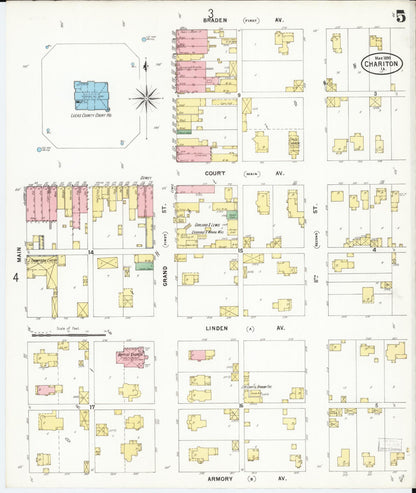 Sanborn Fire Insurance Map from Chariton, Lucas County, Iowa (1899), Sheet #0005 - Historic Sanborn Fire Insurance Map Print